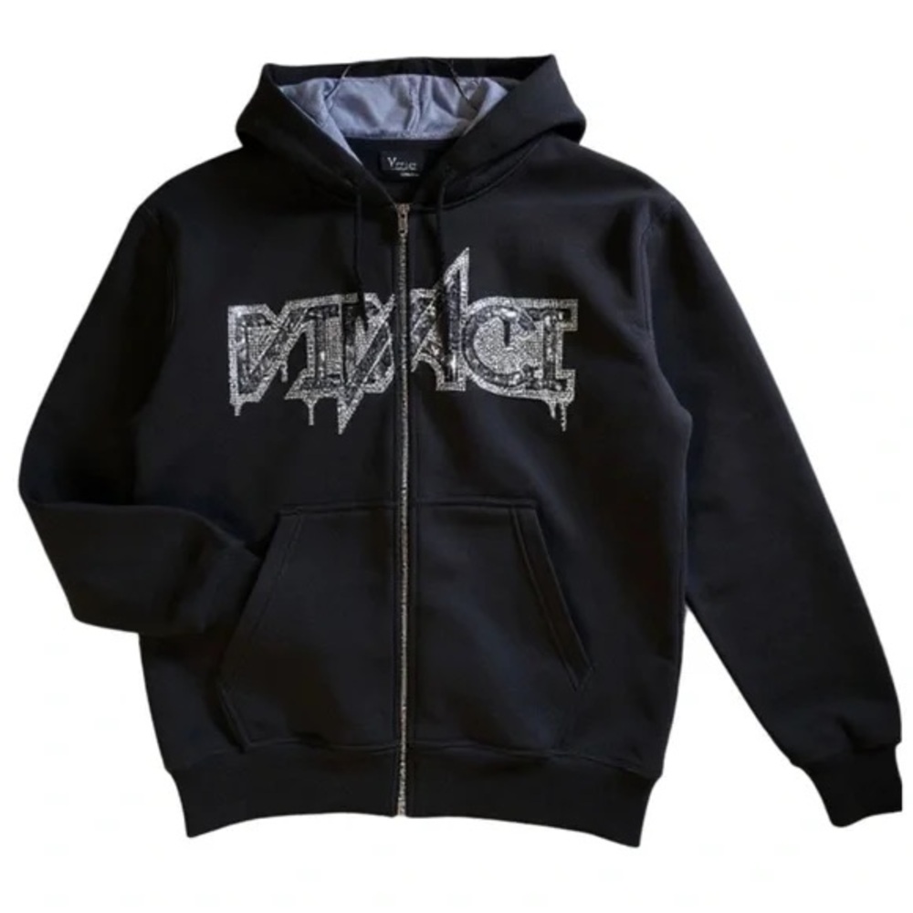 Vivaci • Rhinestone Zip-Up Hoodie • Men’s Large • Black